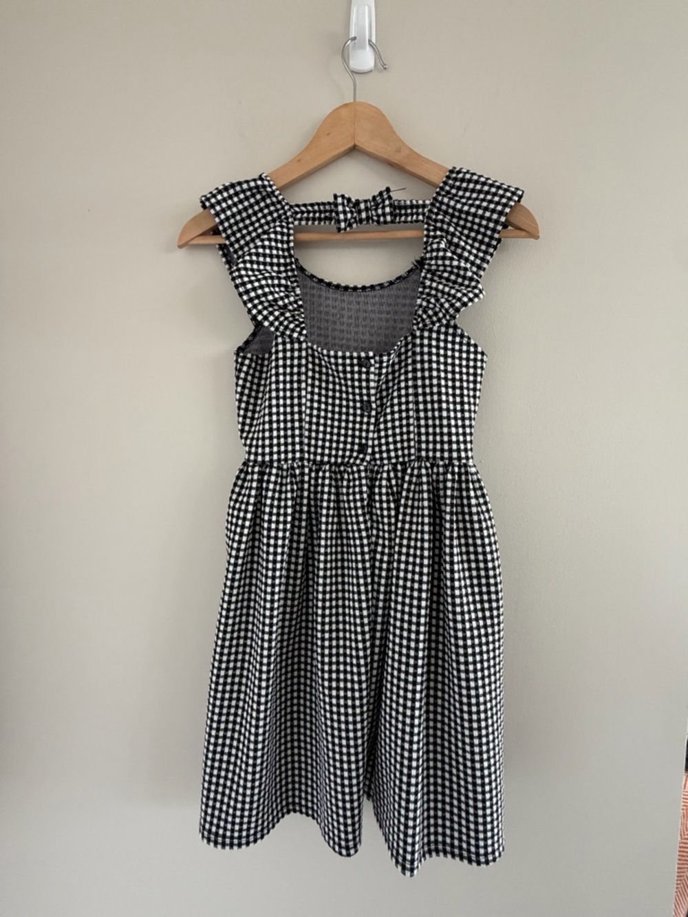Tahari Girls Black White Gingham Dress Sz 10‎ Ruffle Cottagecore Picnic Sundress - Picture 6 of 7
